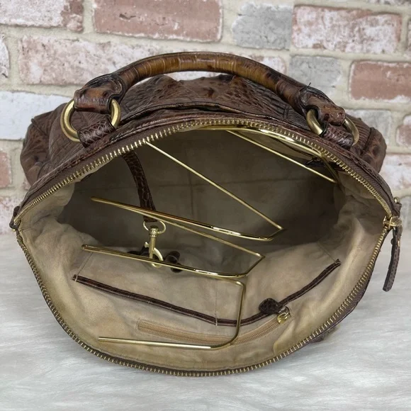 Brahmin Chocolate Brown Crocodile-Embossed Handbag - Picture 13 of 13